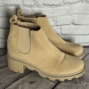 Steve Madden Women's Hadlee Lug Sole Suede Chelsea Boots - Sand - Size 10